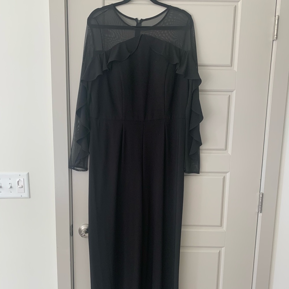 Black Mesh Ruffle Jumpsuit